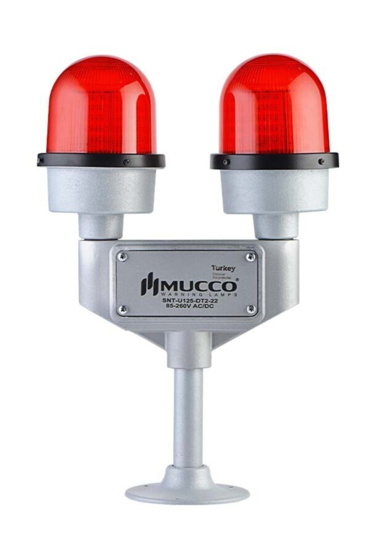 MUCCO SNT-U125-DT2-22 Çap 125 Iki Kollu Tabana Montaj Flaşör Uçak Ikaz Lambası 85-250/ac
