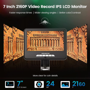 Andonstar AD207S 7 inç HDMI Dijital Mikroskop, LED'li Madeni Para Mikroskobu