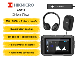 HIKMICRO AD21P Akustik Kaçak Tespit Cihazı 7” Dokunmatik Ekran 150~7500Hz