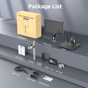 DM12 10.1'' IPS Ekranlı Dijital Video 3D Mikroskop 2000X