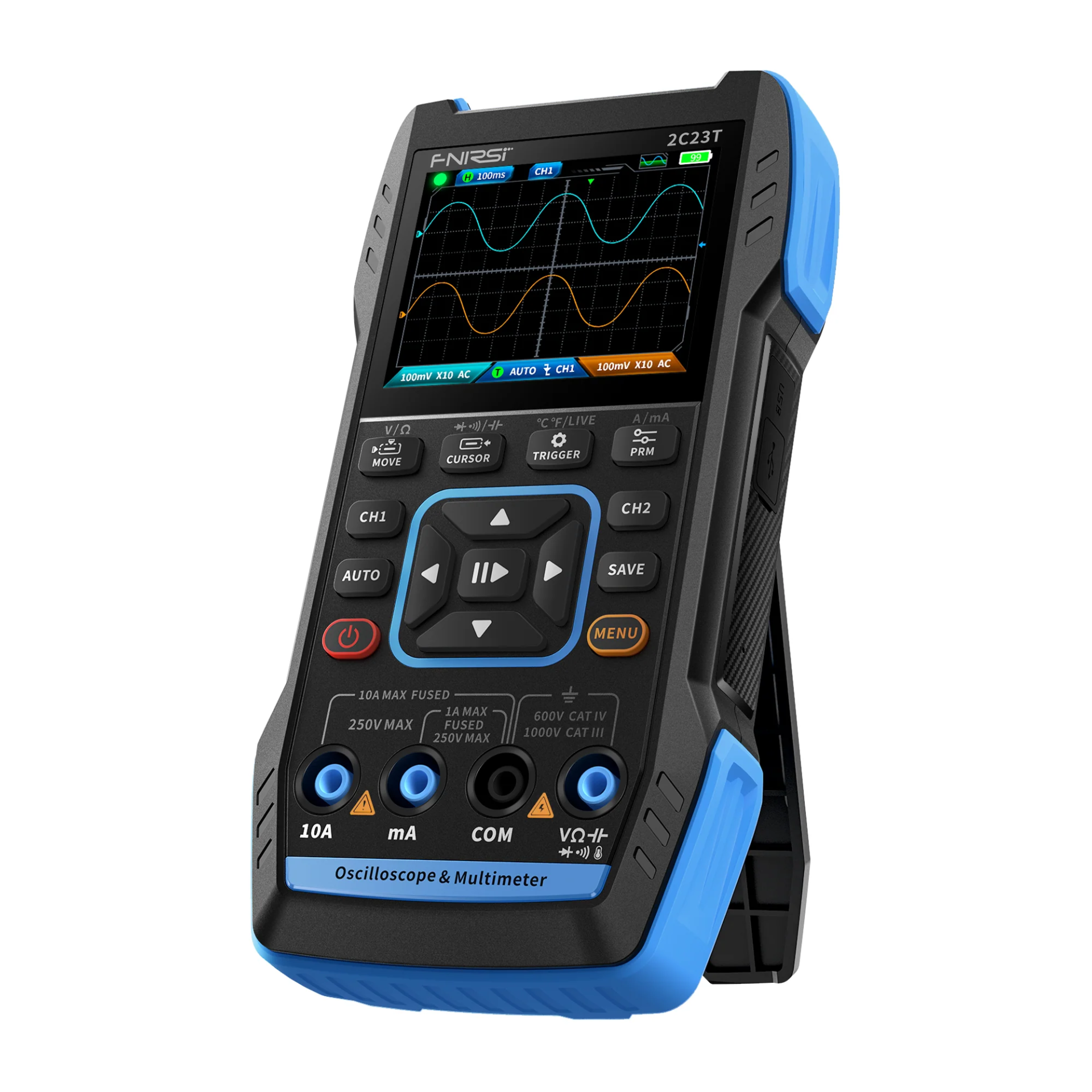 Fnirsi 2C23T 3in1 10MHz 2 Kanal 50MSa/s El Tipi Dijital Osiloskop & Multimetre & Sinyal Jeneratörü
