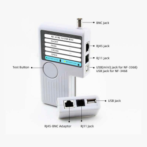 Noyafa NF-3468 4'ü 1 Arada Kablo Test Cihazı RJ11 RJ45 USB BNC