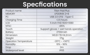 Thermal Master X3 - T2 MAX Uyumlu Titan Pad Plus nıklı Endüstriyel Tablet