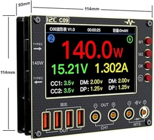 i2C C09 Dijital Dalga Formu Ampermetresi 0-40V 8A Şarj ve Voltaj Test Cihazı