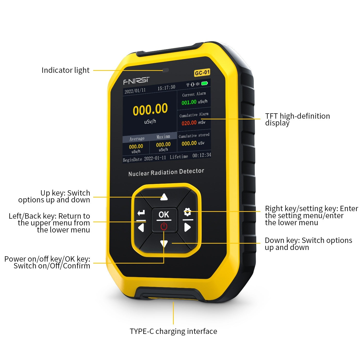 Fnirsi GC-01 Nükleer Radyasyon Test Cihazı  Dedektörü