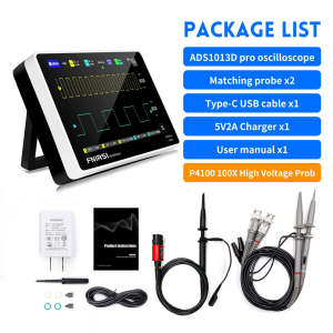 Fnirsi 1013D   2 Kanal 100MHz 1GSa/s  Dijital Dokunmatik Tablet Osiloskop + P4100 Prob Dahil