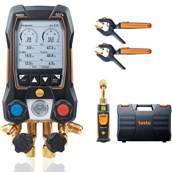 Testo 0564 5571 557S Akıllı Dijital Manifold Seti '4 Yollu Valf'