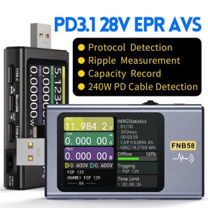 FNIRSI FNB58-BT Bluetooth USB Voltmetre Ampermetre Test Cihazı