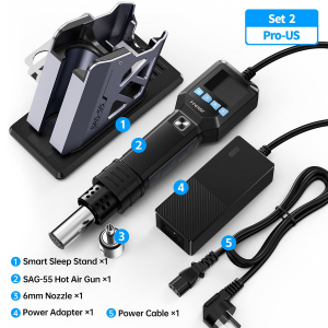 FNIRSI® SAG-55 Pro Akıllı 550W Sıcak Hava Tabancası – Profesyonel Set