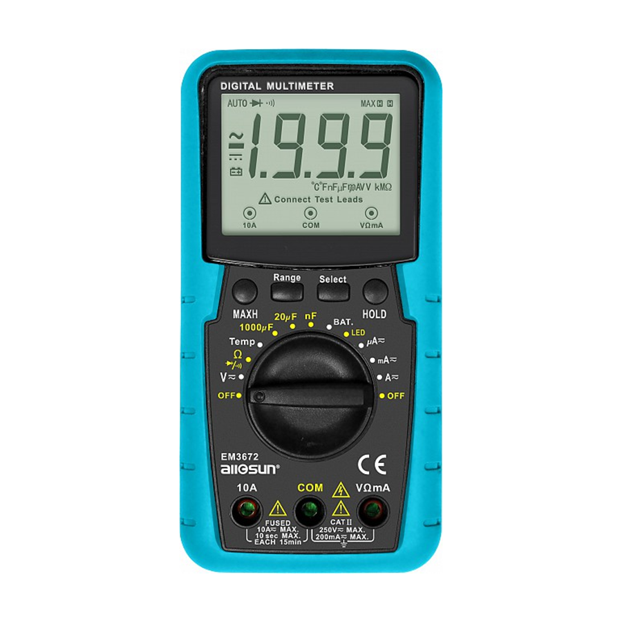 ALLSUN EM 3672 Dijital Multimetre (Isı, Kapasite, Batarya)