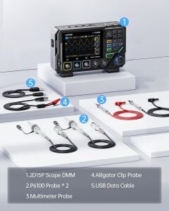 FNIRSI® 2D15P 3'ü 1 Arada Masaüstü 2 Kanallı 100MHz Fosfor Osiloskop Multimetre