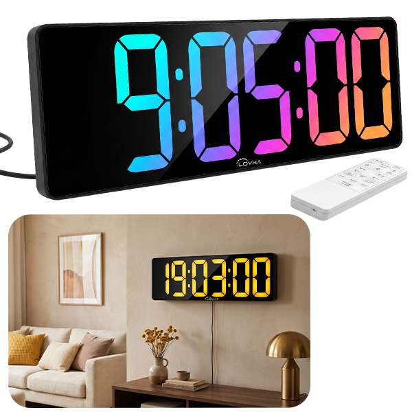 DİJİ150 RGB Renkli Büyük Ekranlı Dijital Saat Uzaktan Kumandalı