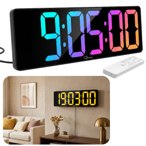 DİJİ150 RGB Renkli Büyük Ekranlı Dijital Saat Uzaktan Kumandalı