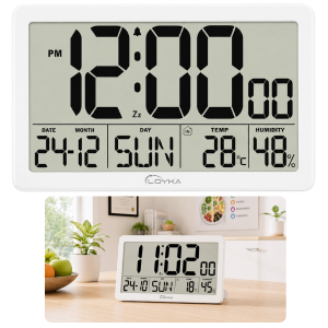 Loyka LCDBY75 Beyaz Dijital LCD Saat - Tarih Isı Nem Göstergeli