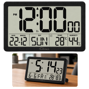 Loyka LCDSY75 Siyah Dijital LCD Saat - Tarih Isı Nem Göstergeli