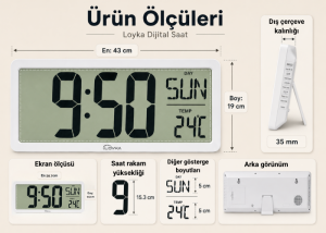 Loyka LCD200JUMBO Büyük Ekranlı Dijital Duvar Saati