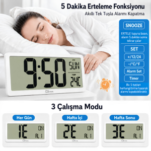 Loyka LCD200JUMBO Büyük Ekranlı Dijital Duvar Saati