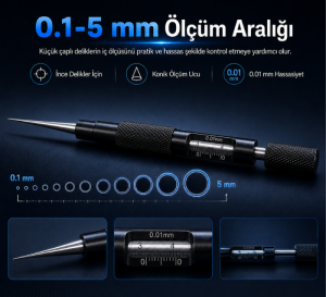 OEM KC-05 Konik Uçlu Delik Çap Ölçer | 0.1 - 5 mm