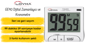 Loyka GE90 Geniş Ekranlı Dijital Zamanlayıcı ve Kronometre