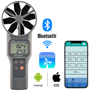 AZ 89191 Bluetoothlu 10 cm Pervaneli Anemometre – Hava Hızı, Debi, CO₂, Nem ve Sıcaklık Ölçer