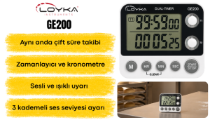 Loyka GE200 Çift Ekranlı Dijital Zamanlayıcı ve Kronometre