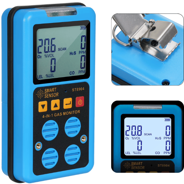 Smart Sensor ST8904 Taşınabilir 4’lü Gaz Dedektörü – O₂, CO, H₂S ve LEL