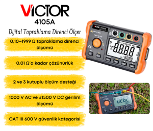 Victor 4105A Dijital Topraklama Direnci Ölçer – Toprak Megeri