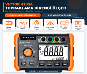 Victor 4105A Dijital Topraklama Direnci Ölçer – Toprak Megeri
