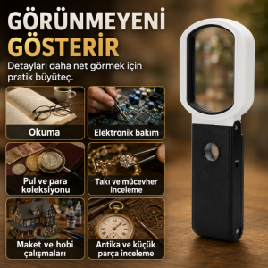 7018FX Katlanabilir ve El Tipi Işıklı Büyüteç – 10X / 25X