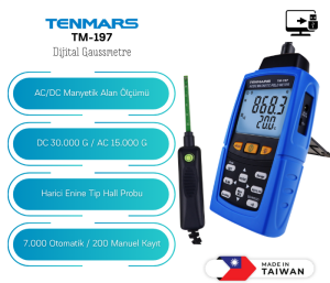 Tenmars TM-197 Dijital Gaussmetre – AC/DC 30.000 Gauss