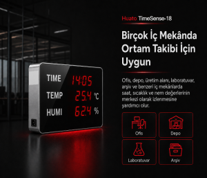 Huato TimeSense-18 Büyük LED Ekranlı Dijital Saat, Sıcaklık ve Nem Göstergesi
