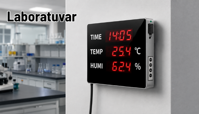 Huato TimeSense-18 Büyük LED Ekranlı Dijital Saat, Sıcaklık ve Nem Göstergesi