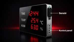 Huato TimeSense-18 Büyük LED Ekranlı Dijital Saat, Sıcaklık ve Nem Göstergesi