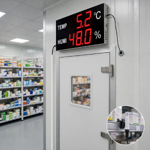 Huato CableSense-50 Kablolu Ekstra Büyük Sıcaklık Nem Göstergesi – 3 m Sensörlü, 12,5 cm LED Rakam