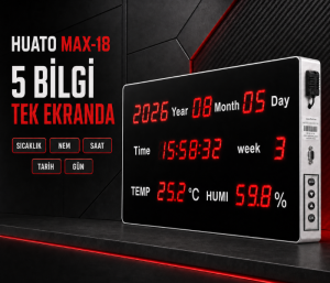 Huato MAX-18 Büyük Sıcaklık, Nem, Saat ve Tarih Göstergesi | 4,5 cm Rakam