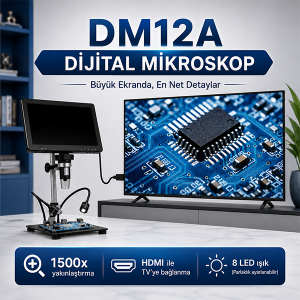 DM12A HDMI Bağlantılı Büyük Ekranlı Dijital Mikroskop | 1500X