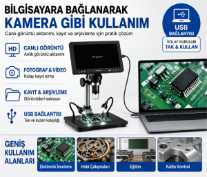 DM12A HDMI Bağlantılı Büyük Ekranlı Dijital Mikroskop | 1500X
