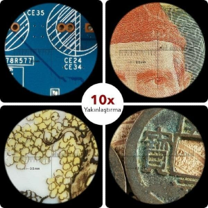 MG 8018 Ölçekli 10X Lup Büyüteç – Şarj Edilebilir LED ve UV Işıklı
