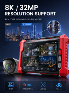Noyafa NF-IPC728HSO Çok Fonksiyonlu CCTV Kamera Test Cihazı – 8K / 32MP, 8'' IPS, PoE, TDR, OPM ve VFL