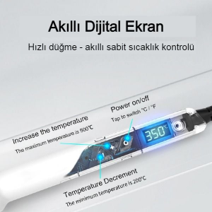 Sunline SL690D 90W LED Ekran Isı Ayarlı Kalem Havya – 200-500°C Dijital Sıcaklık Kontrollü