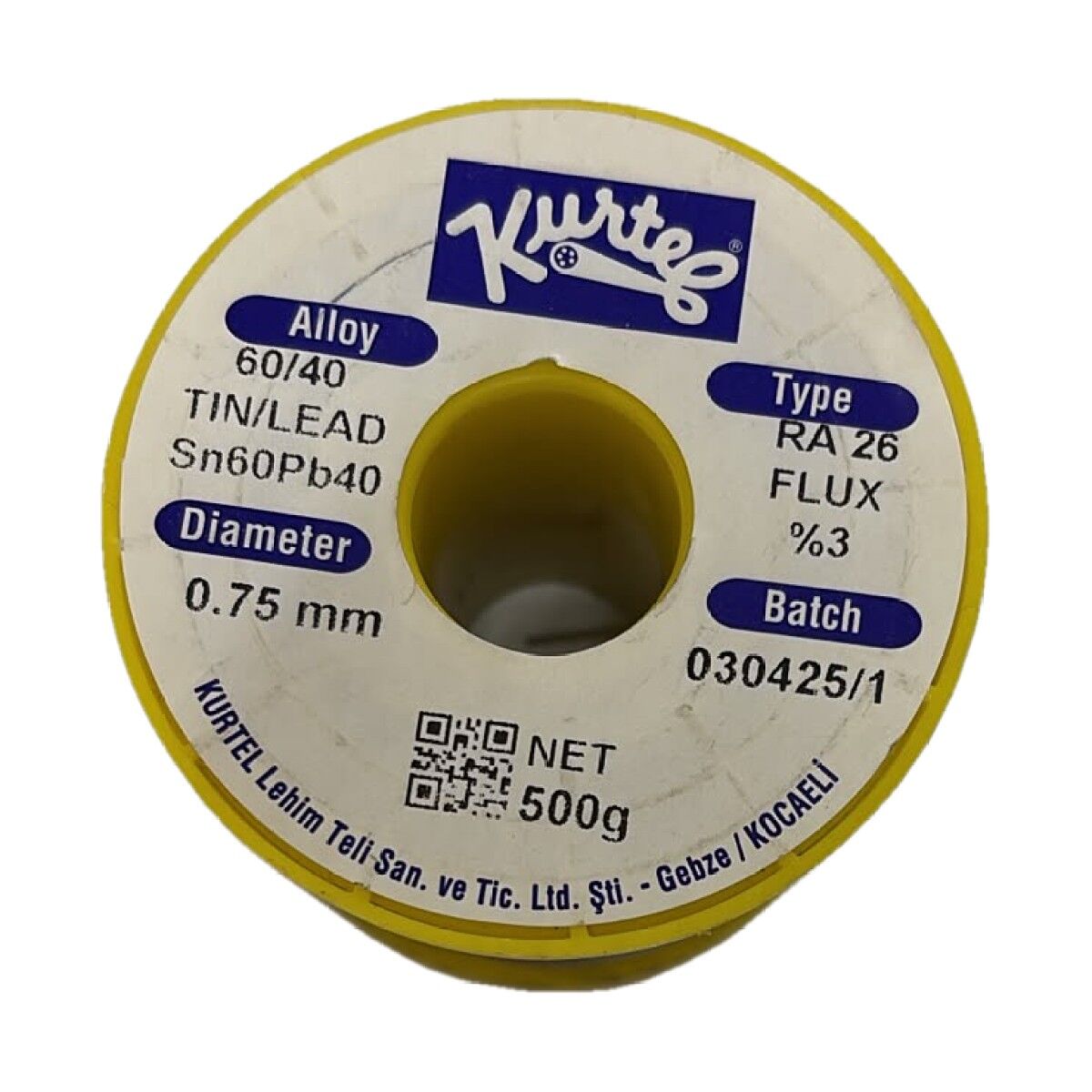 Kurtel 60/40 Lehim Teli 0,75 mm 500 g Sn60Pb40 RA26 %3 Flux