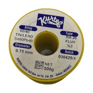 Kurtel 60/40 Lehim Teli 0,75 mm 500 g Sn60Pb40 RA26 %3 Flux