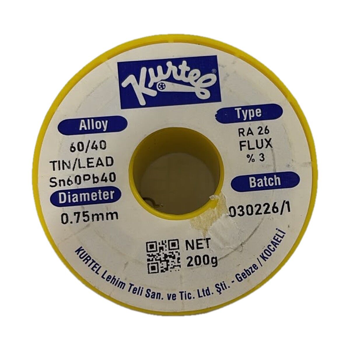 Kurtel 60/40 Lehim Teli 0,75 mm 200 g Sn60Pb40 RA26 %3 Flux