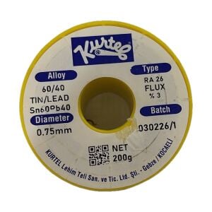 Kurtel 60/40 Lehim Teli 0,75 mm 200 g Sn60Pb40 RA26 %3 Flux