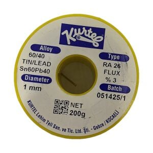 Kurtel 60/40 Lehim Teli 1 mm 200 g Sn60Pb40 RA26 %3 Flux