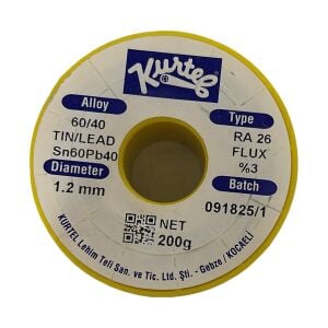Kurtel 60/40 Lehim Teli 1,2 mm 200 g Sn60Pb40 RA26 %3 Flux
