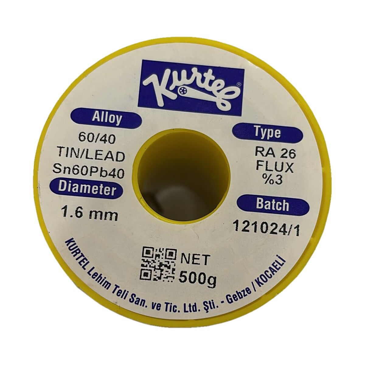 Kurtel 60/40 Lehim Teli 1,6 mm 500 g Sn60Pb40 RA26 %3 Flux