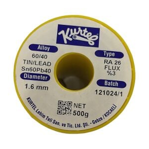 Kurtel 60/40 Lehim Teli 1,6 mm 500 g Sn60Pb40 RA26 %3 Flux