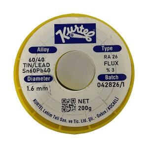 Kurtel 60/40 Lehim Teli 1,6 mm 200 g Sn60Pb40 RA26 %3 Flux