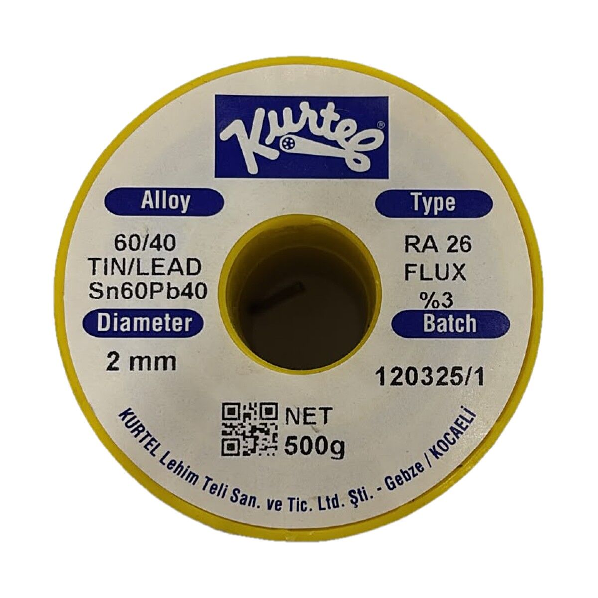 Kurtel 60/40 Lehim Teli 2 mm 500 g Sn60Pb40 RA26 %3 Flux